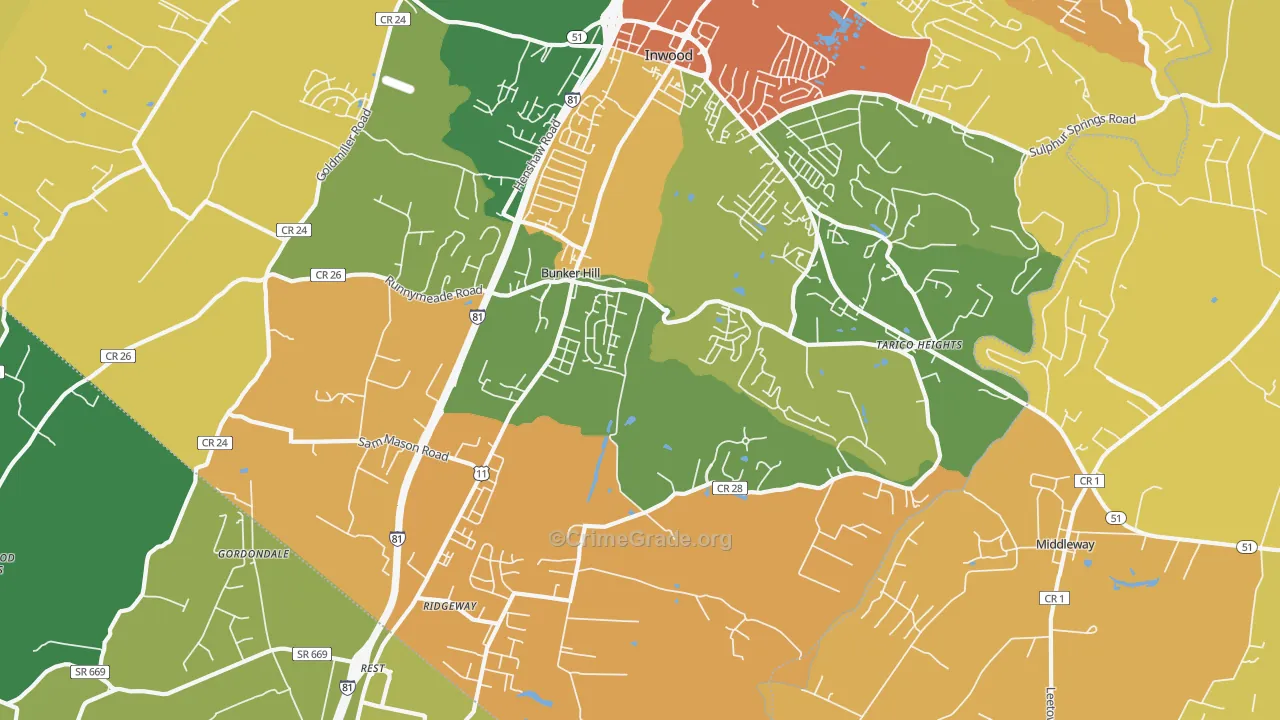 25413, WV Map of Vehicle Theft Rates