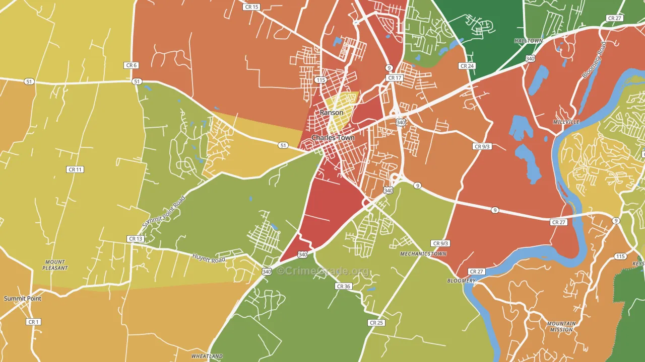25414, WV Map of Vehicle Theft Rates