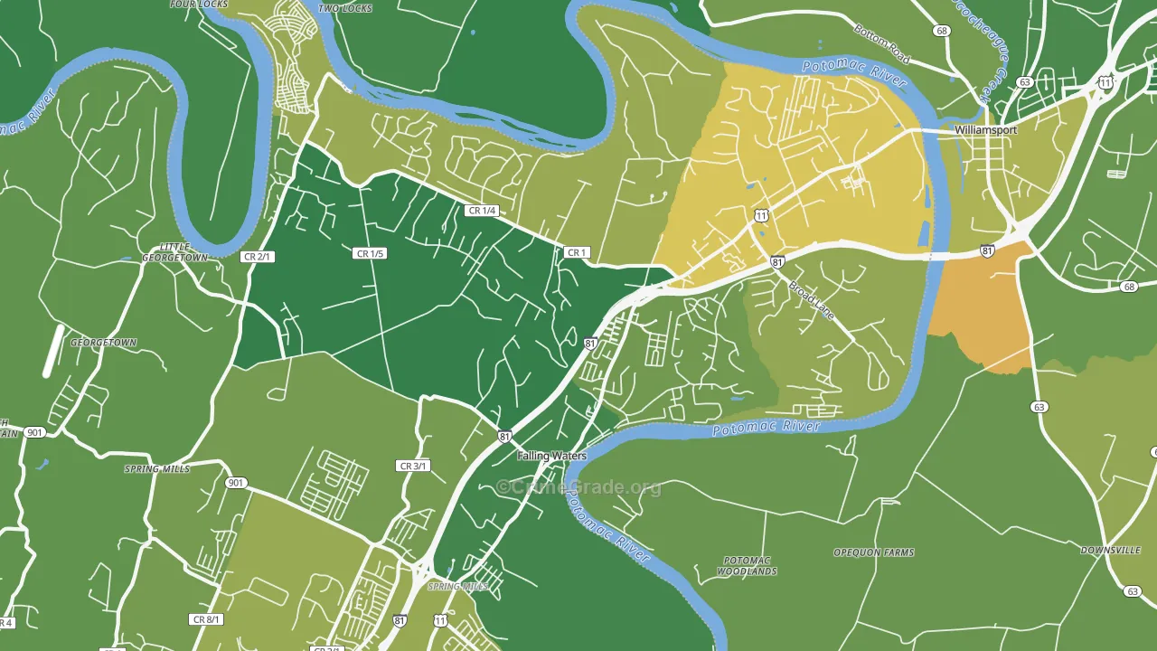 25419, WV Map of Vehicle Theft Rates