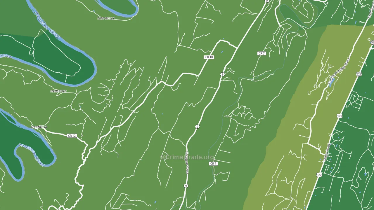 25422, WV Map of Vehicle Theft Rates