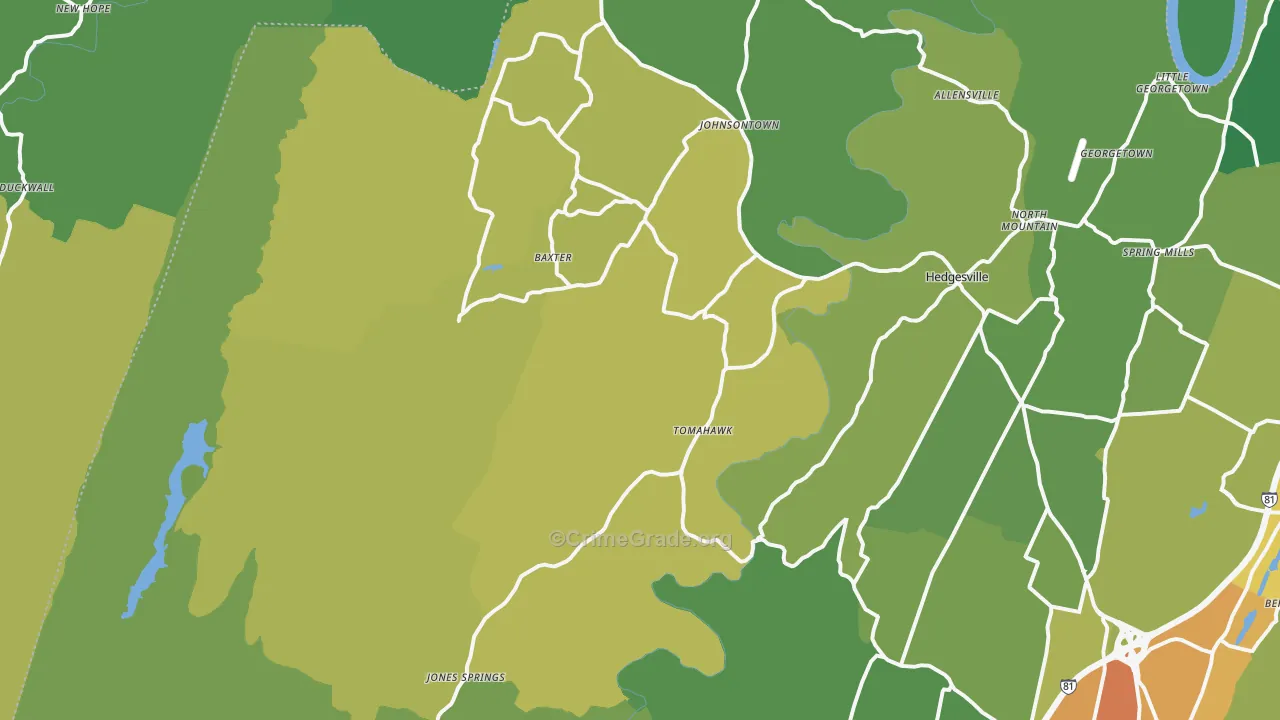 25427, WV Map of Vehicle Theft Rates