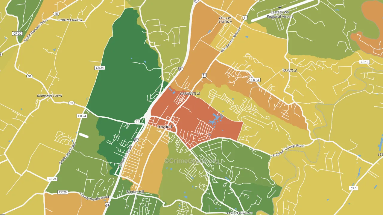 25428, WV Map of Vehicle Theft Rates