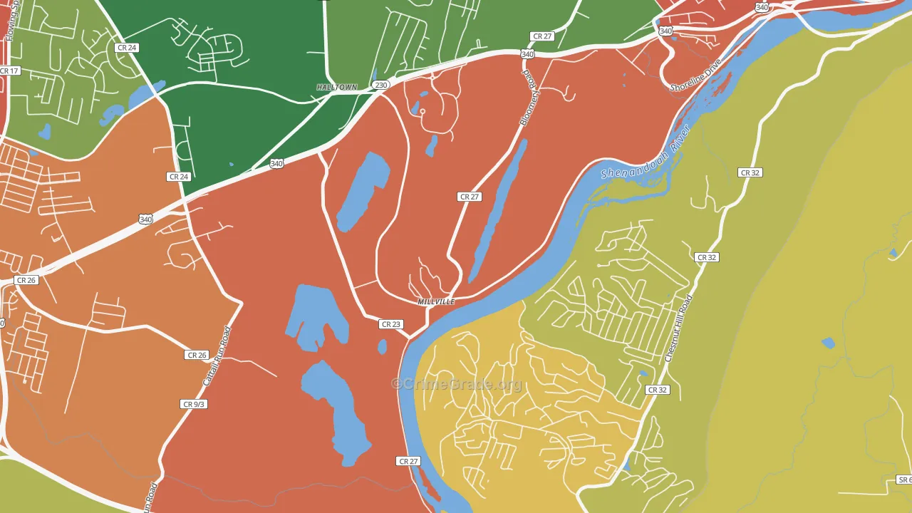25432, WV Map of Vehicle Theft Rates