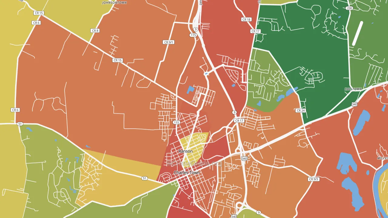 25438, WV Map of Vehicle Theft Rates