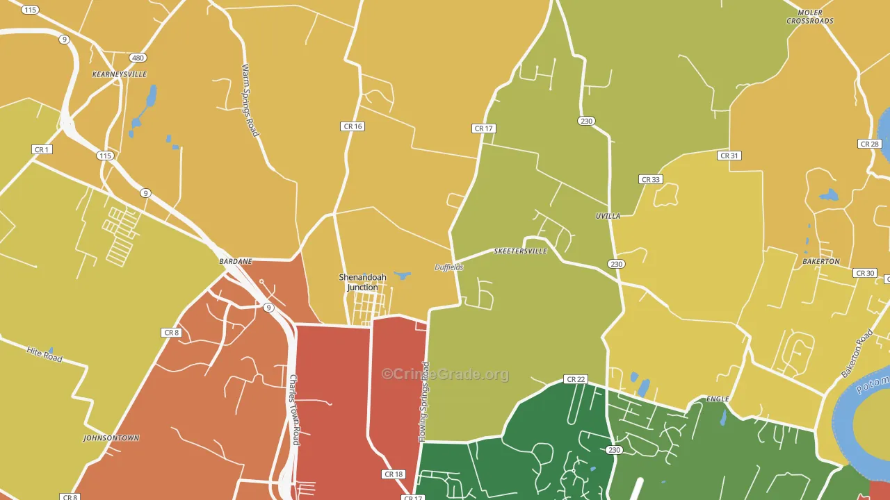 25442, WV Map of Vehicle Theft Rates