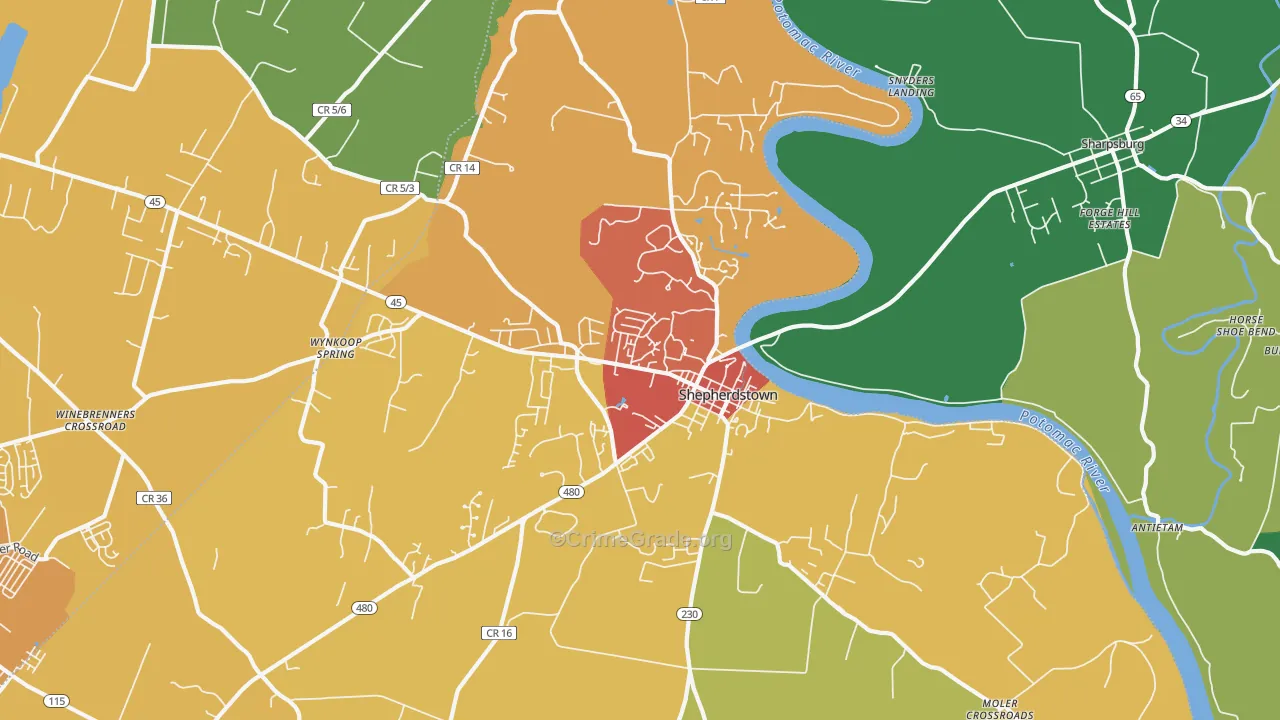25443, WV Map of Vehicle Theft Rates