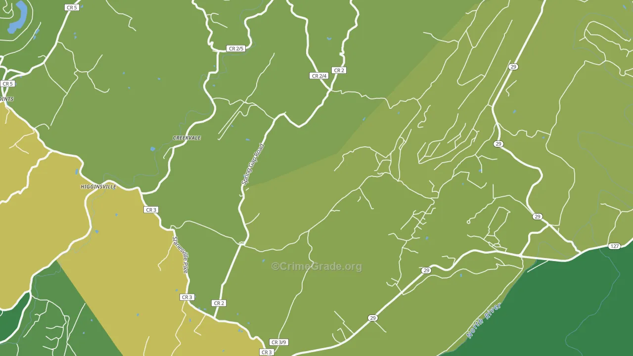 25444, WV Map of Vehicle Theft Rates