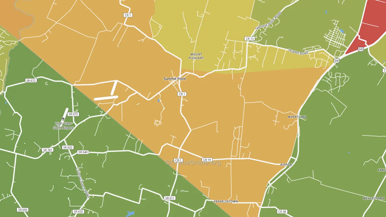 25446, WV Map of Vehicle Theft Rates