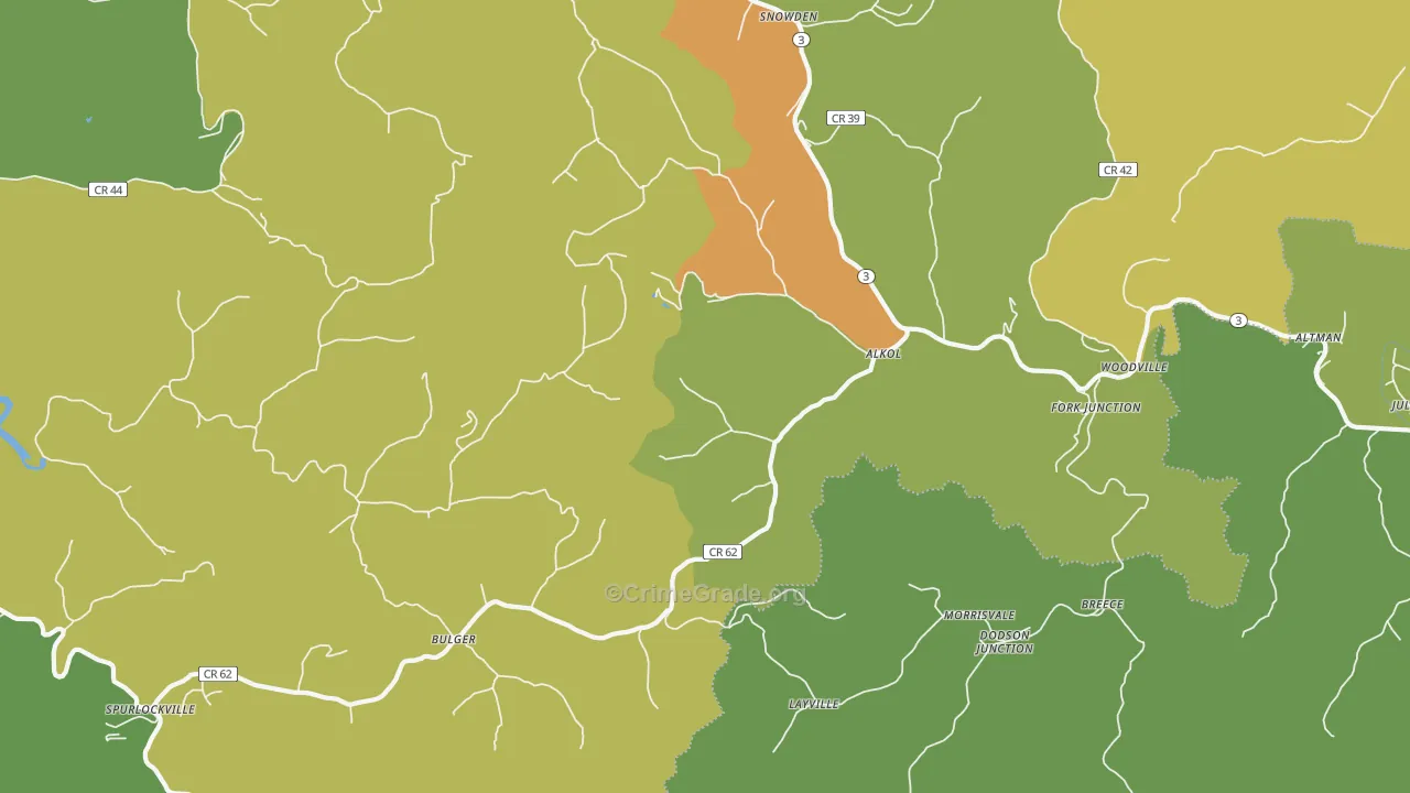25501, WV Map of Vehicle Theft Rates