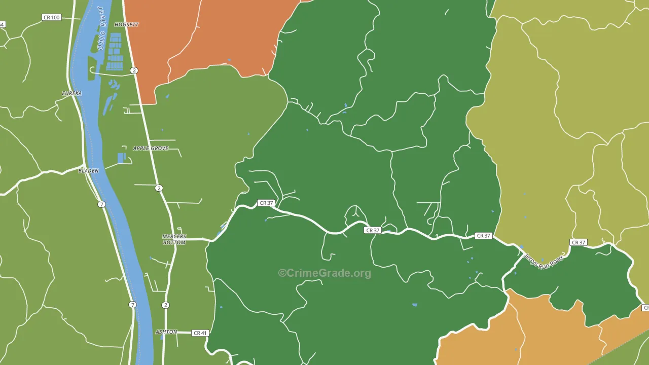 25502, WV Map of Vehicle Theft Rates