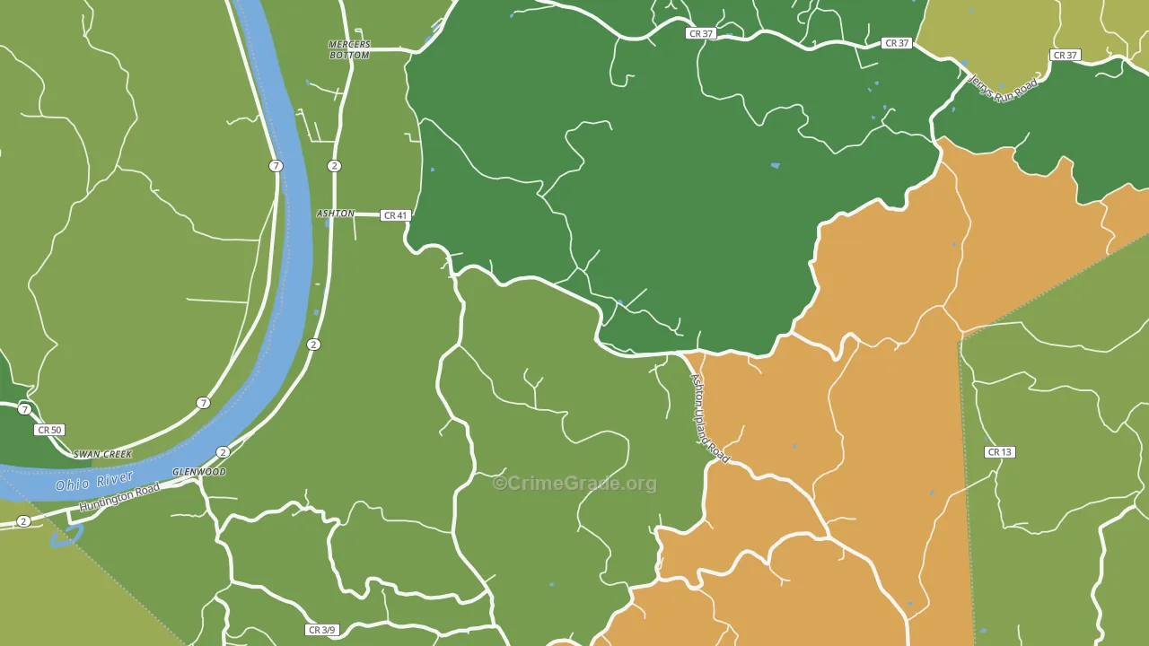 25503, WV Map of Vehicle Theft Rates