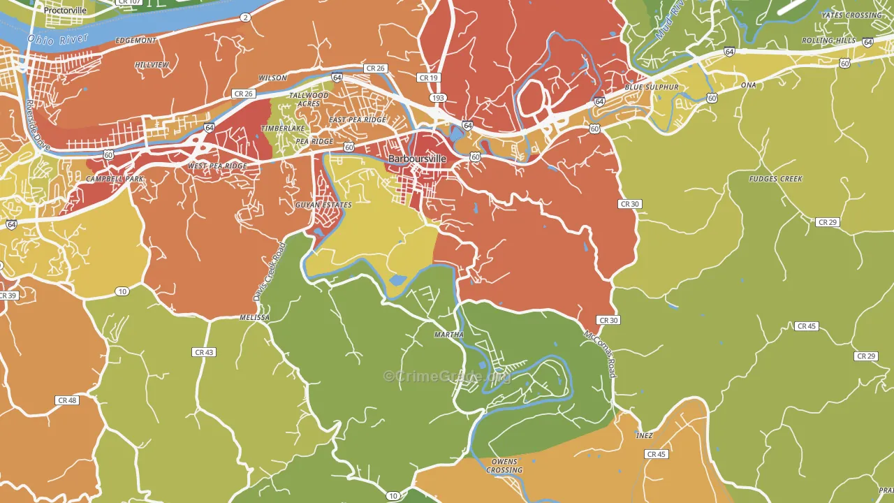 25504, WV Map of Vehicle Theft Rates