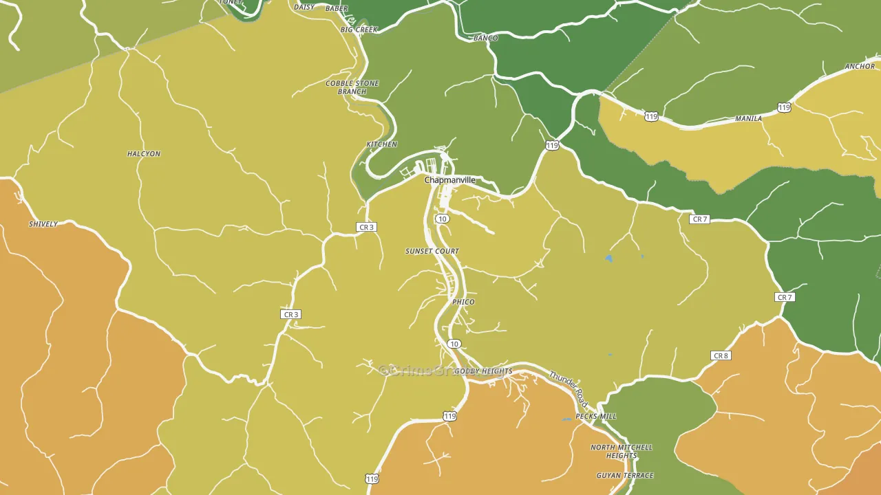 25508, WV Map of Vehicle Theft Rates