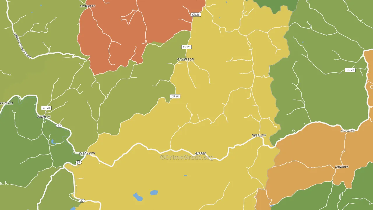 25512, WV Map of Vehicle Theft Rates