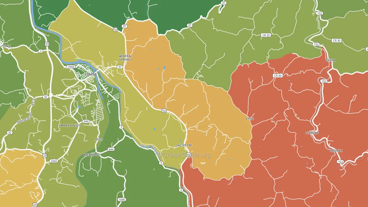 25514, WV Map of Vehicle Theft Rates