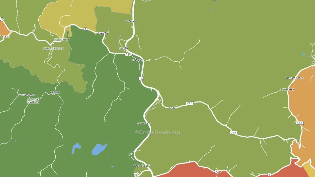 25529, WV Map of Vehicle Theft Rates