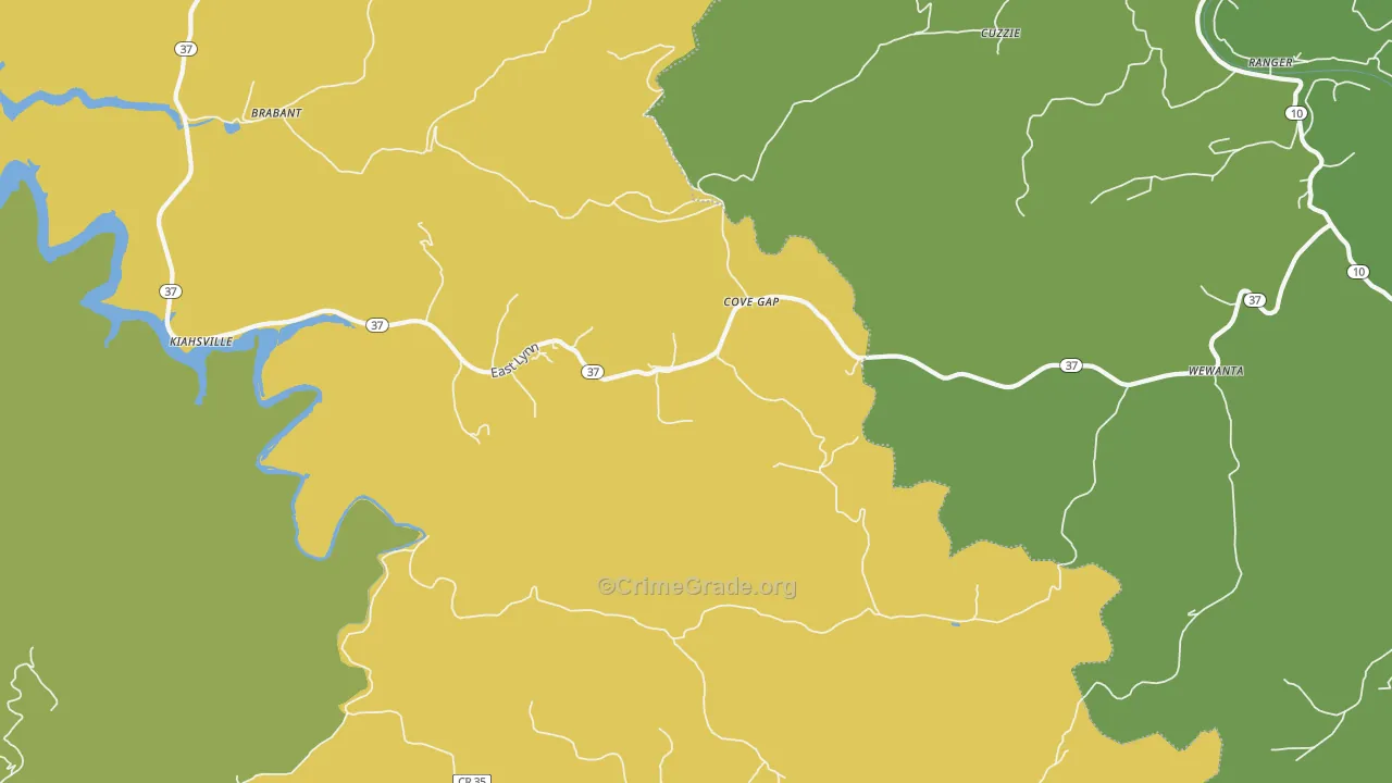 25534, WV Map of Vehicle Theft Rates