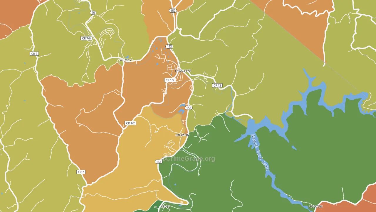 25535, WV Map of Vehicle Theft Rates