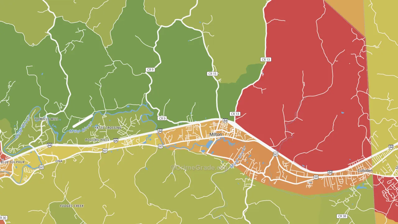 25541, WV Map of Vehicle Theft Rates
