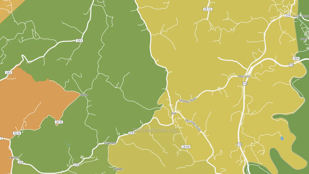 25564, WV Map of Vehicle Theft Rates