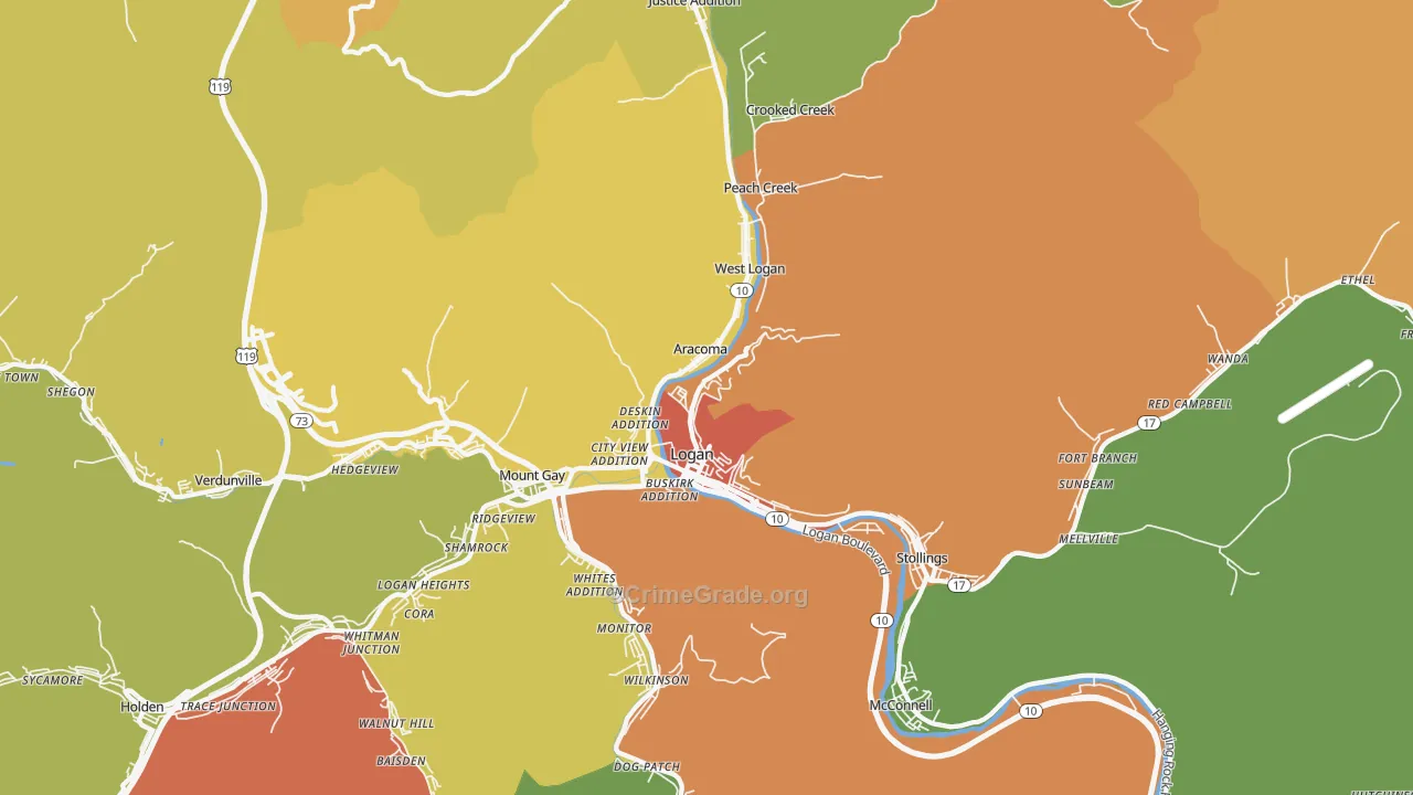 25601, WV Map of Vehicle Theft Rates
