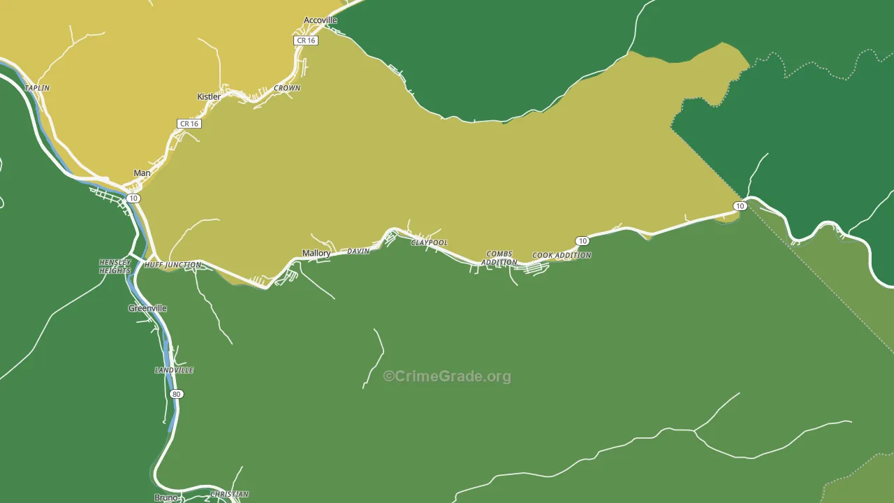 25617, WV Map of Vehicle Theft Rates