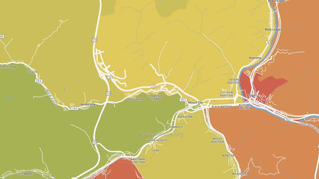 25637, WV Map of Vehicle Theft Rates
