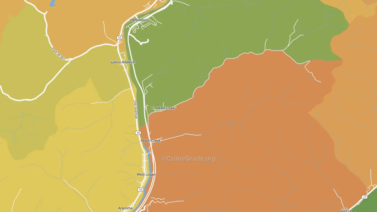 25639, WV Map of Vehicle Theft Rates