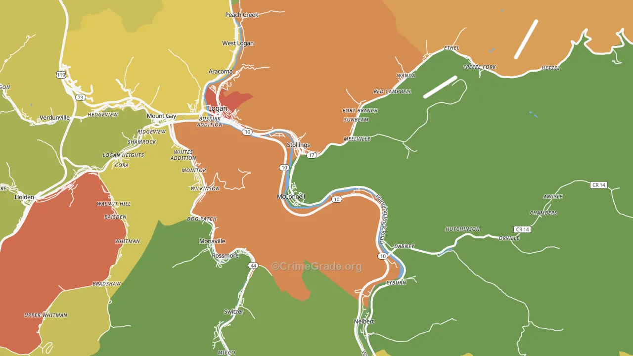 25646, WV Map of Vehicle Theft Rates