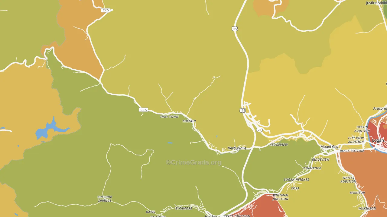 25649, WV Map of Vehicle Theft Rates
