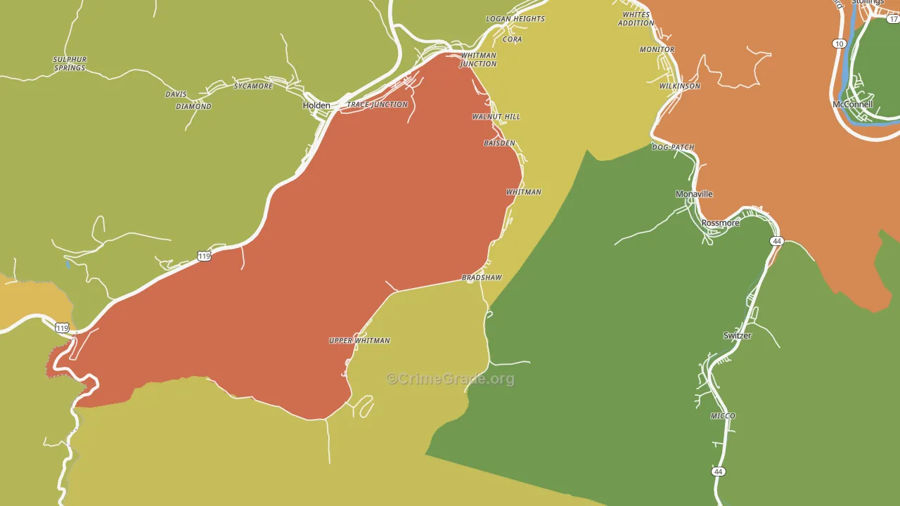 25652, WV Map of Vehicle Theft Rates