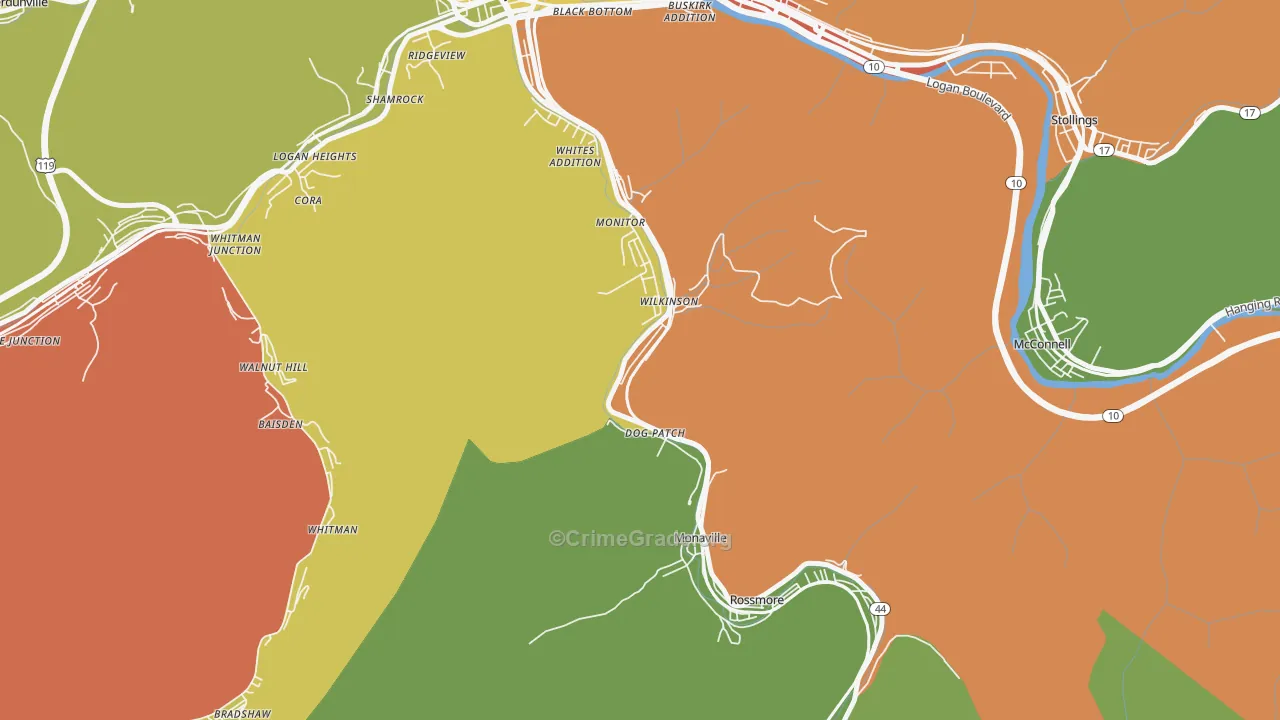 25653, WV Map of Vehicle Theft Rates