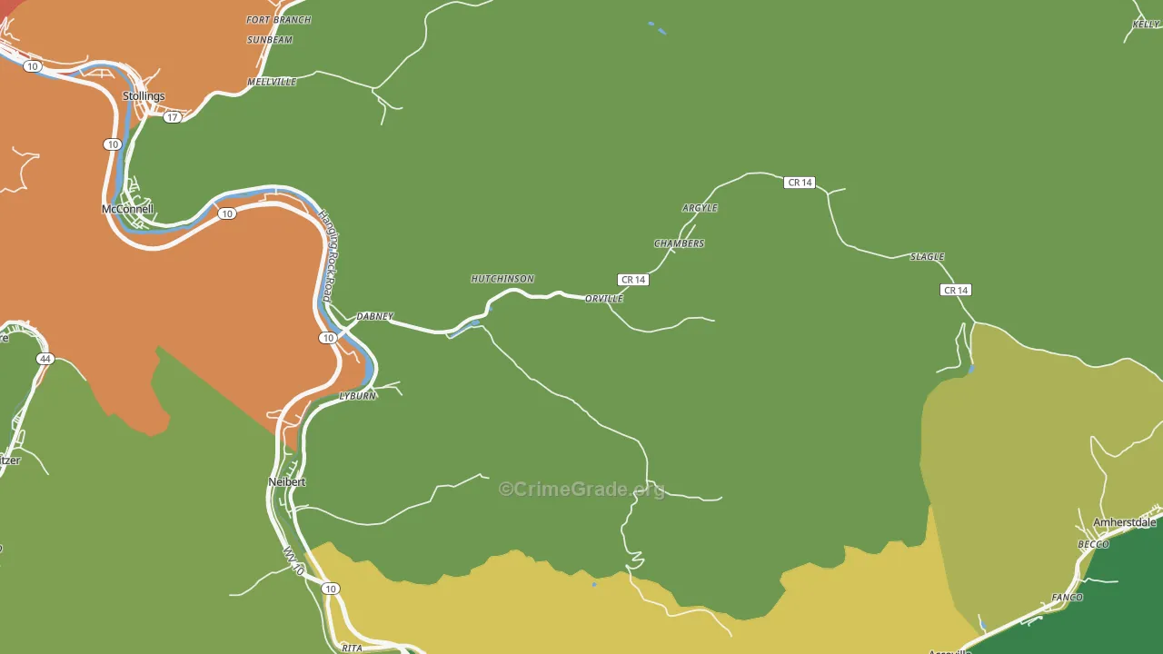 25654, WV Map of Vehicle Theft Rates