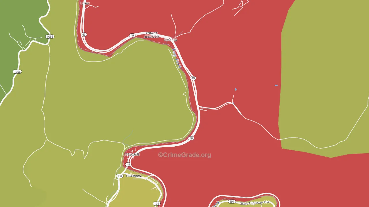25672, WV Map of Vehicle Theft Rates