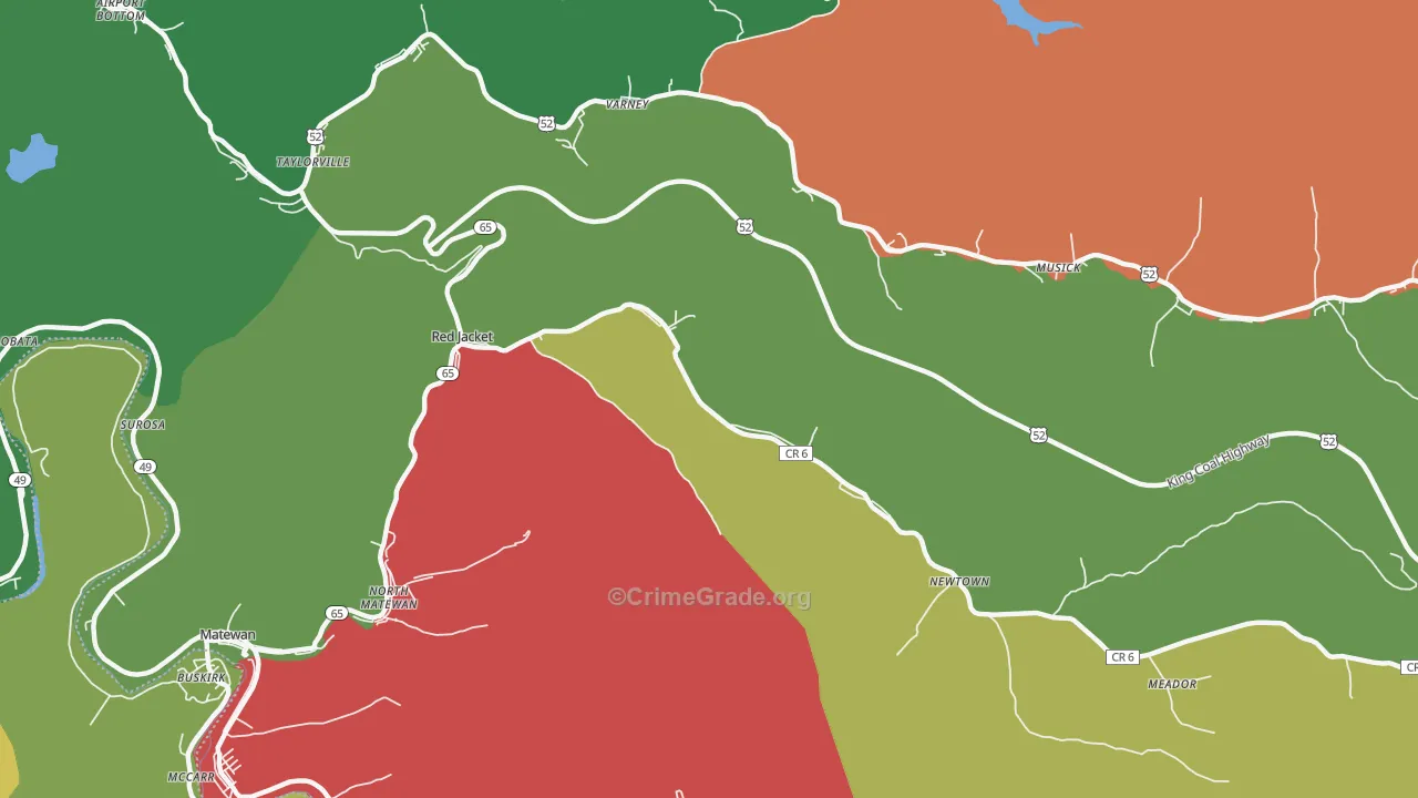25692, WV Map of Vehicle Theft Rates