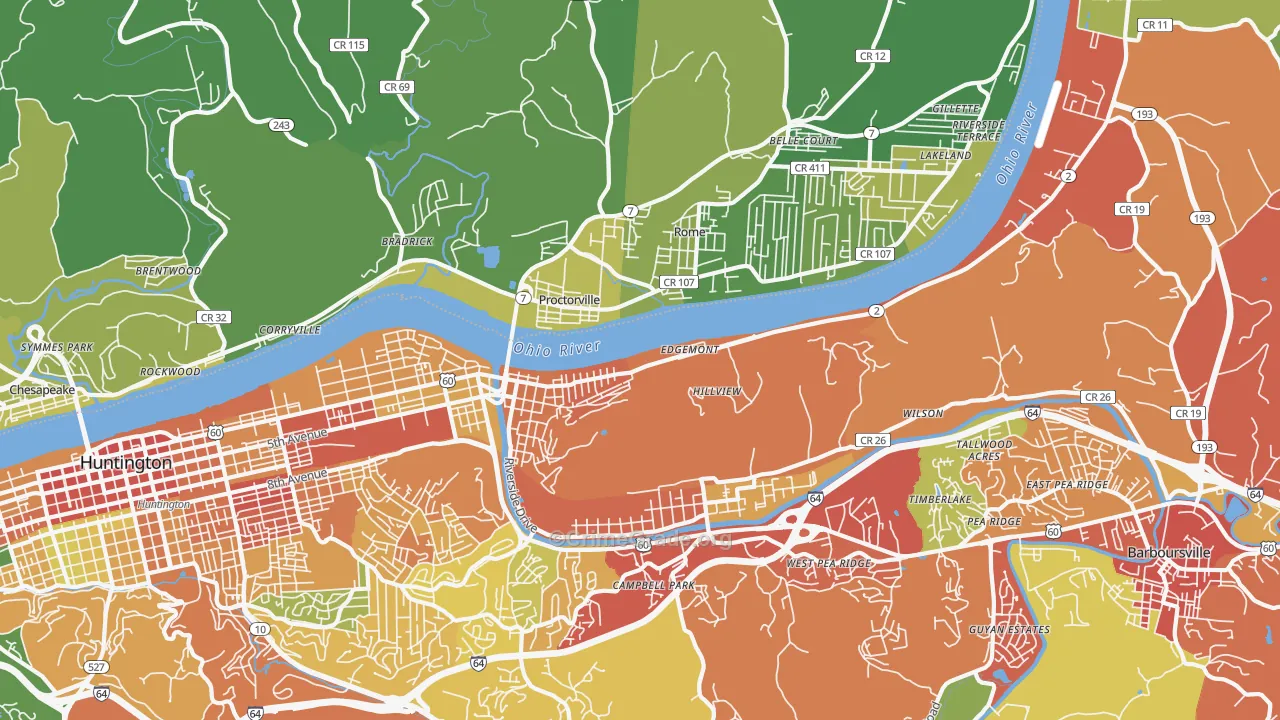 25702, WV Map of Vehicle Theft Rates