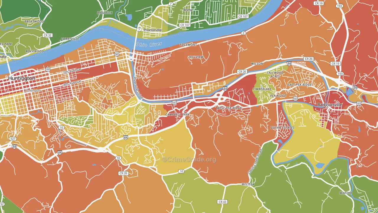 25705, WV Map of Vehicle Theft Rates