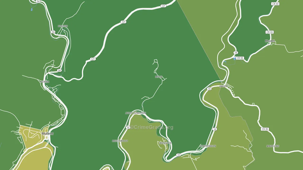 25810, WV Map of Vehicle Theft Rates