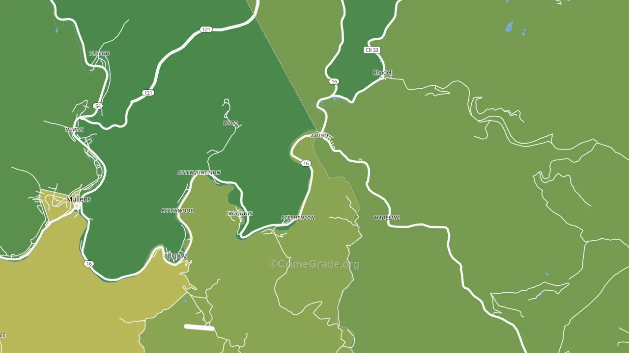25811, WV Map of Vehicle Theft Rates