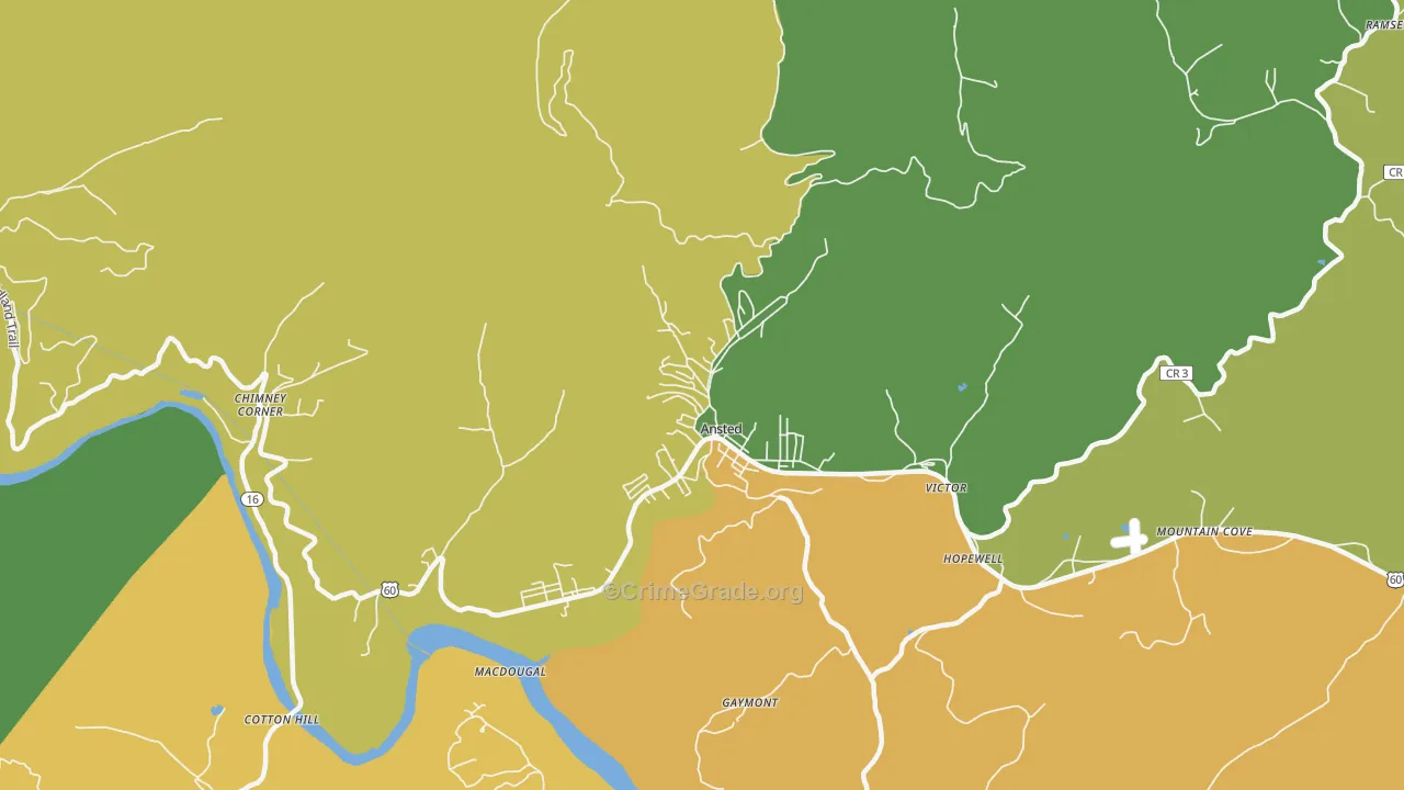 25812, WV Map of Vehicle Theft Rates
