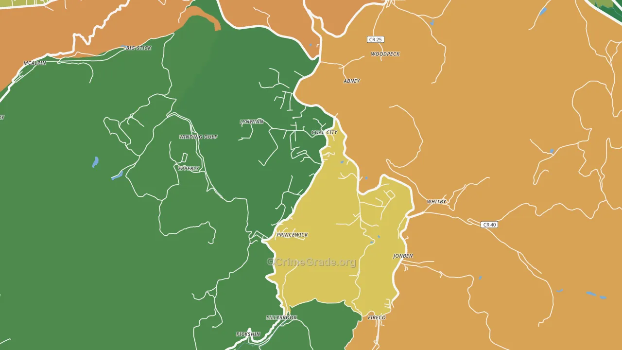 25823, WV Map of Vehicle Theft Rates