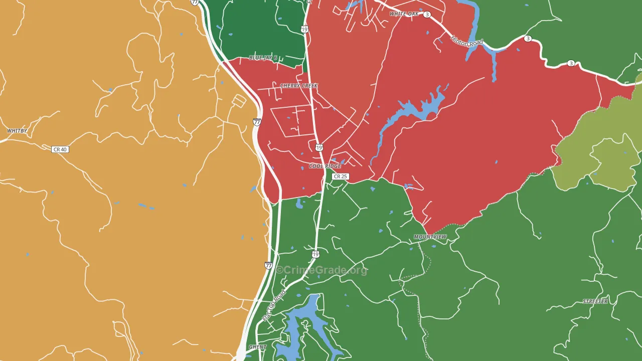 25825, WV Map of Vehicle Theft Rates