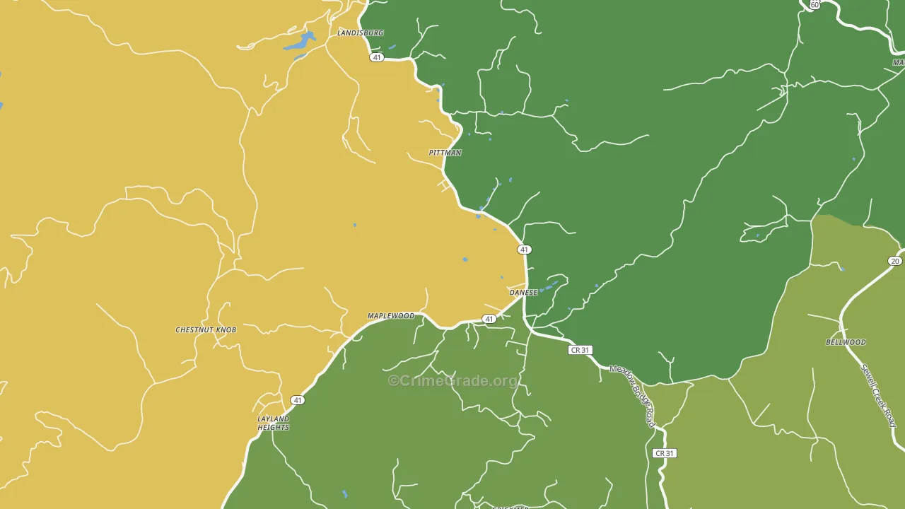 25831, WV Map of Vehicle Theft Rates