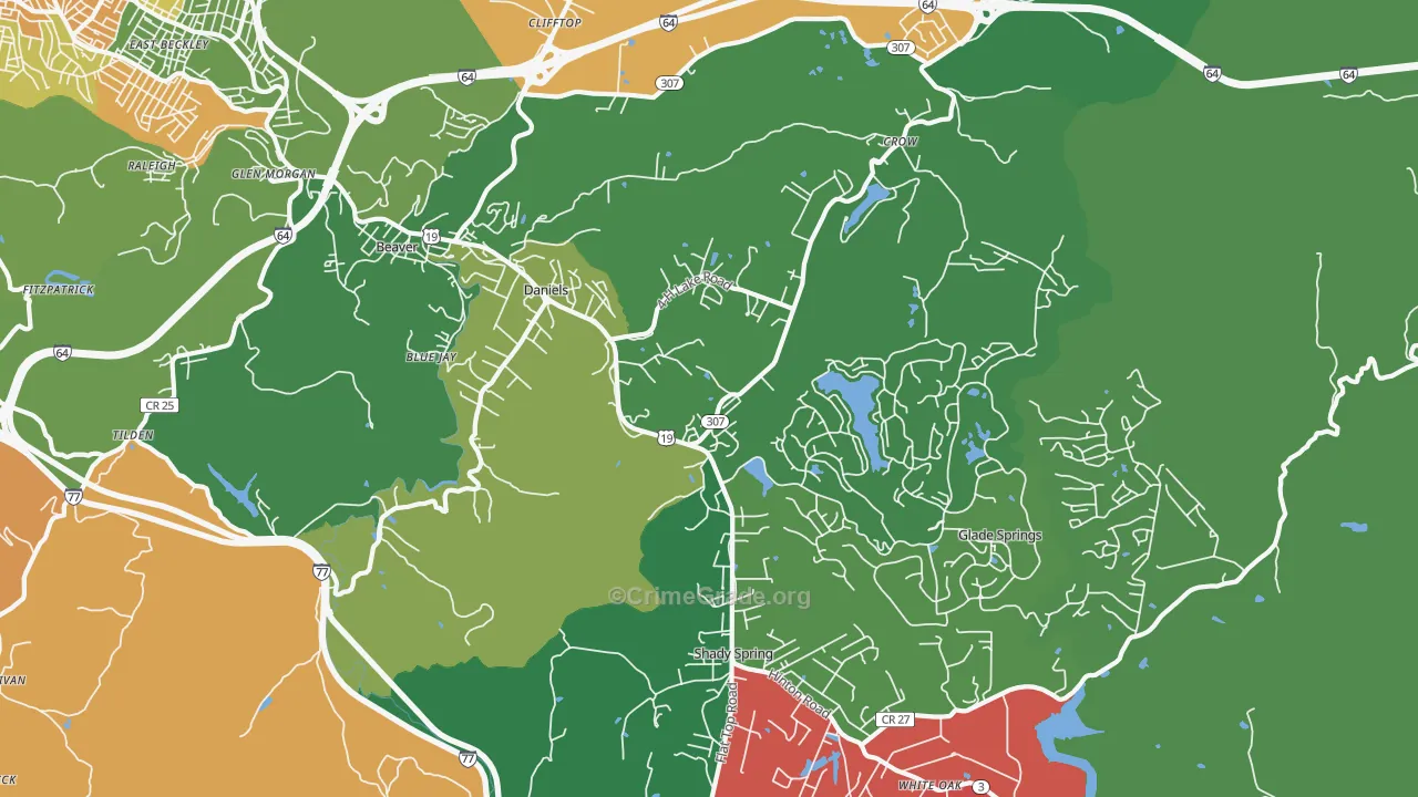 25832, WV Map of Vehicle Theft Rates