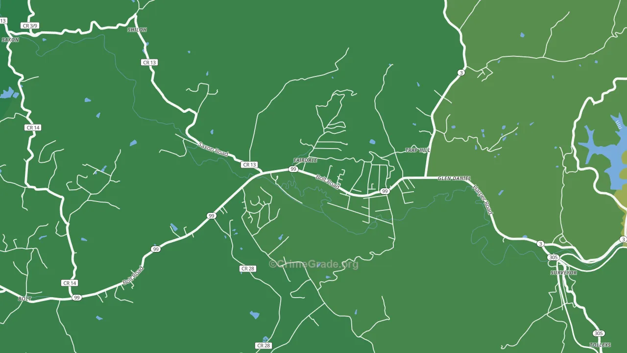 25839, WV Map of Vehicle Theft Rates