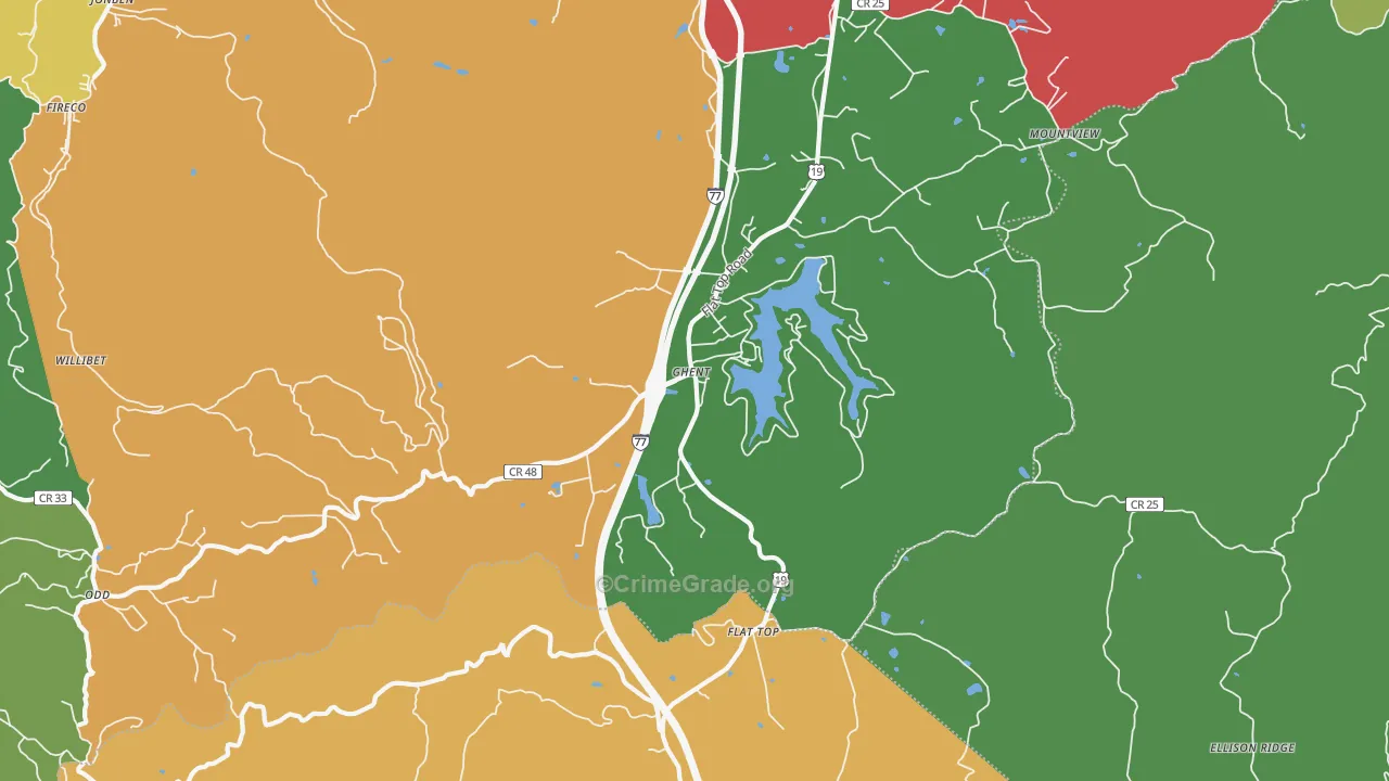 25843, WV Map of Vehicle Theft Rates