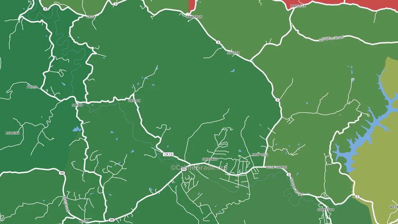 25844, WV Map of Vehicle Theft Rates