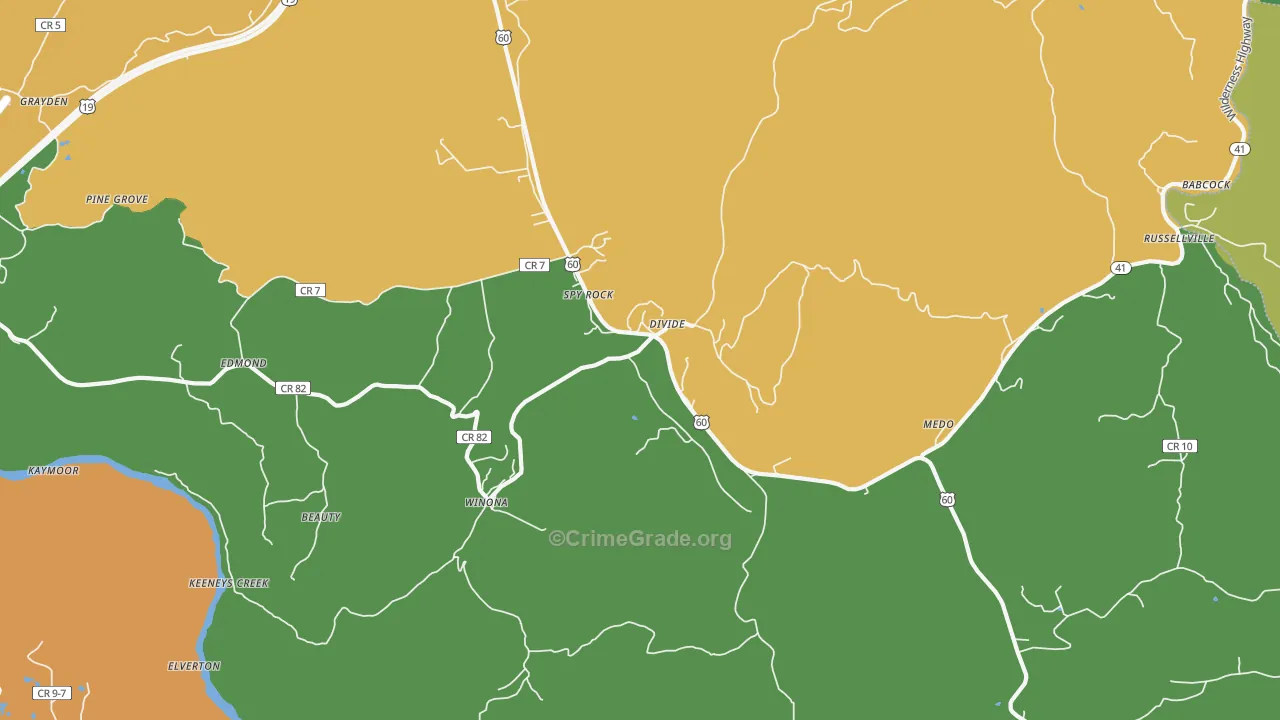 25868, WV Map of Vehicle Theft Rates