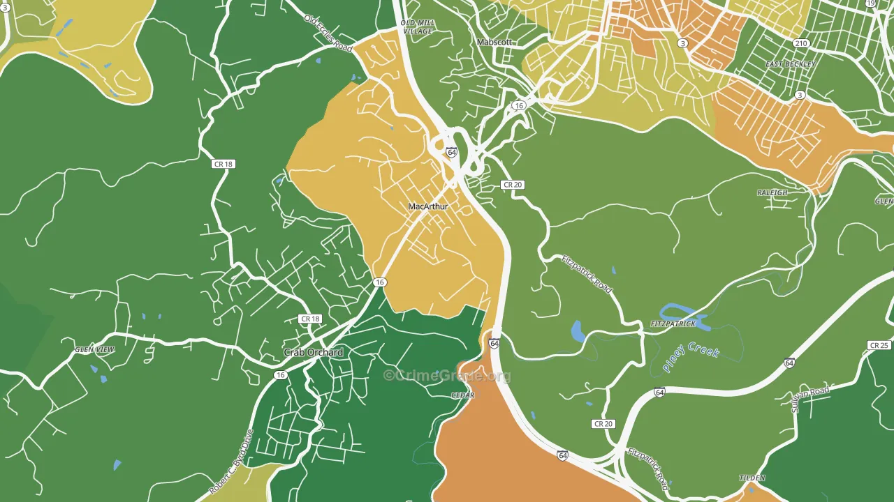 25873, WV Map of Vehicle Theft Rates