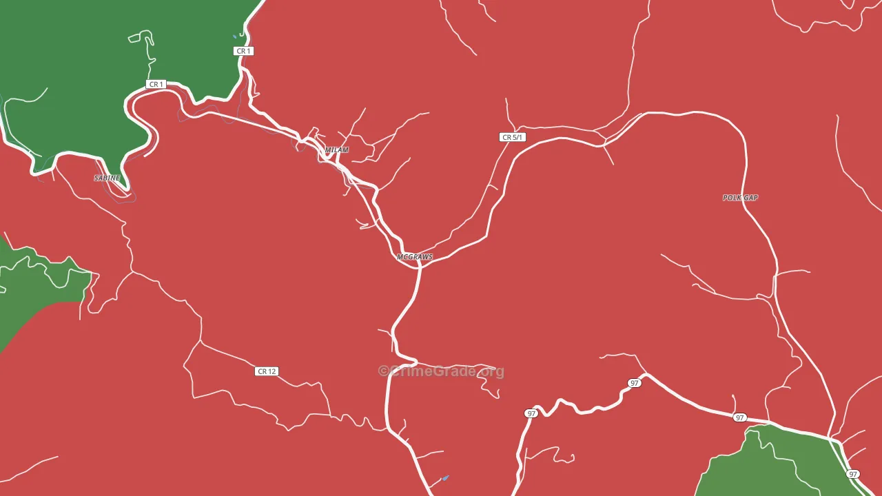 25875, WV Map of Vehicle Theft Rates